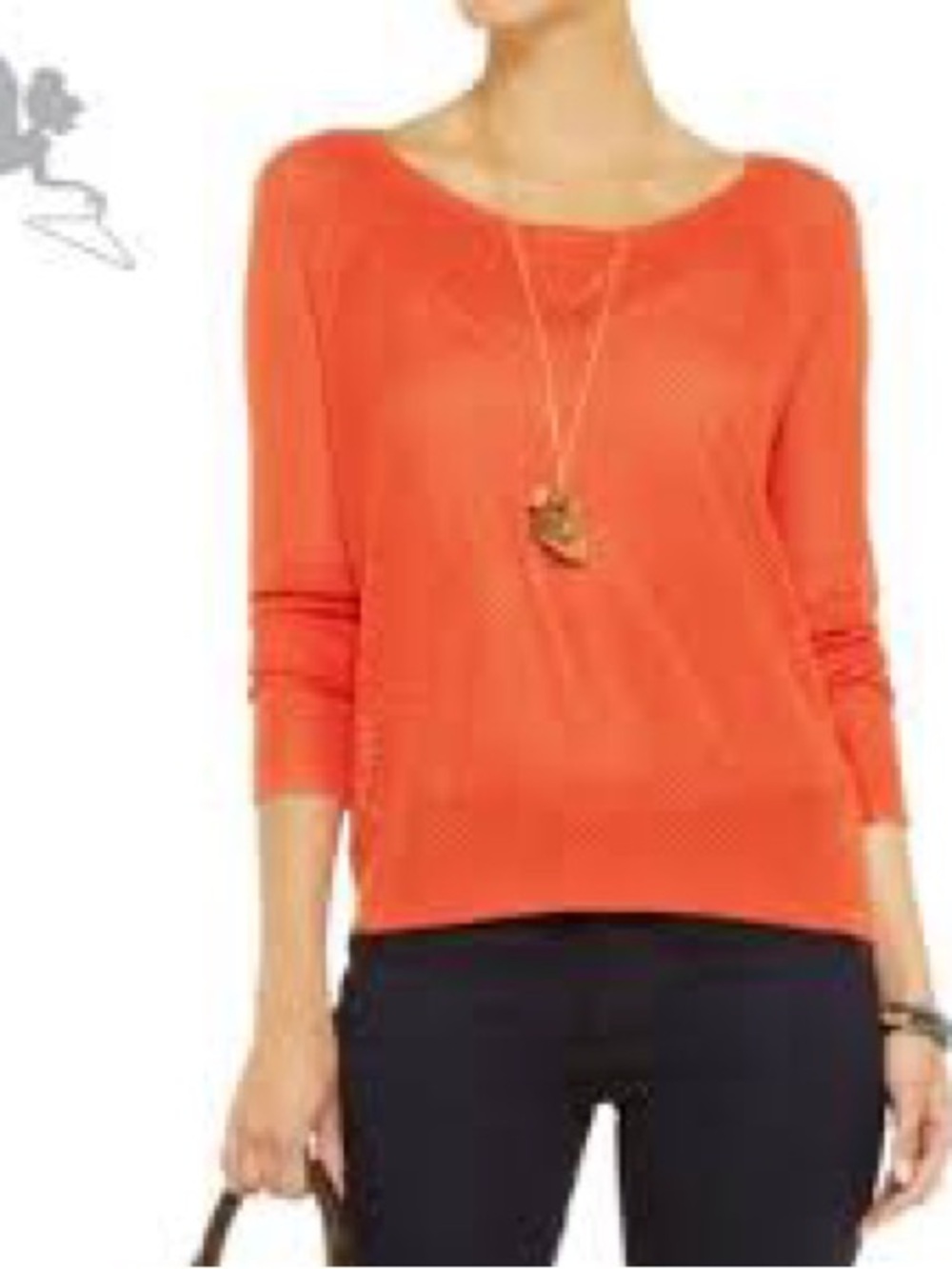 Rag & Bone Katya Orange Lightweight Open Knit Eyelet  Sweater, Sz S Retail $178